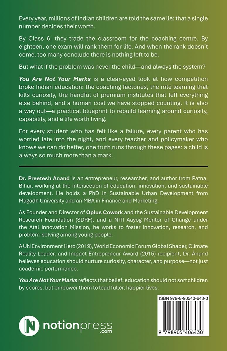 You Are Not Your Marks — back cover with synopsis and author bio